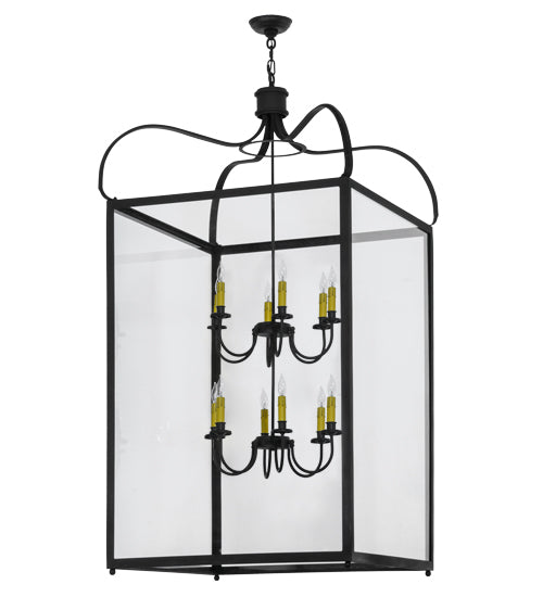 Meyda Lighting Rennes 43" 12-Light Charred Iron Pendant Light With Clear Shade Glass