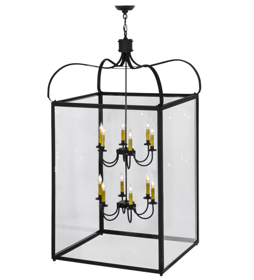Meyda Lighting Rennes 43" 12-Light Charred Iron Pendant Light With Clear Shade Glass