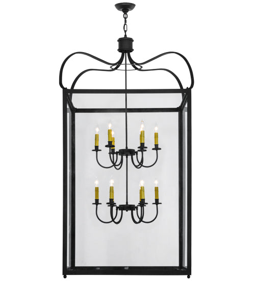 Meyda Lighting Rennes 43" 12-Light Charred Iron Pendant Light With Clear Shade Glass
