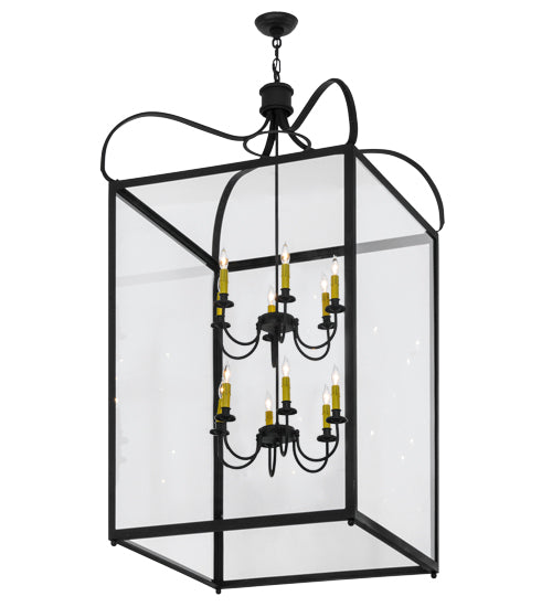 Meyda Lighting Rennes 43" 12-Light Charred Iron Pendant Light With Clear Shade Glass