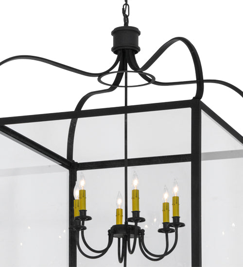 Meyda Lighting Rennes 43" 12-Light Charred Iron Pendant Light With Clear Shade Glass