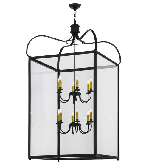 Meyda Lighting Rennes 43" 12-Light Charred Iron Pendant Light With Clear Shade Glass
