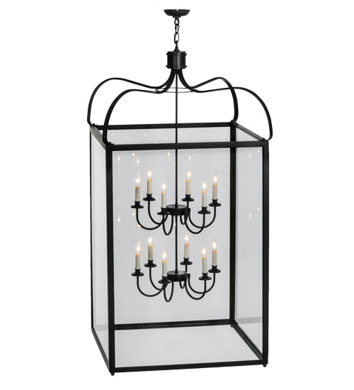 Meyda Lighting Rennes 43" 12-Light Oil Rubbed Bronze Pendant Light With Clear Shade Glass