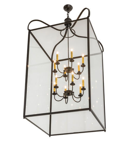 Meyda Lighting Rennes 43" 12-Light Timeless Bronze Pendant Light With Clear Shade Glass