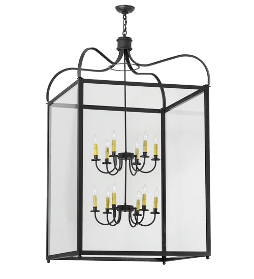 Meyda Lighting Rennes 45" 12-Light Charred Iron Pendant Light With Clear Shade Glass