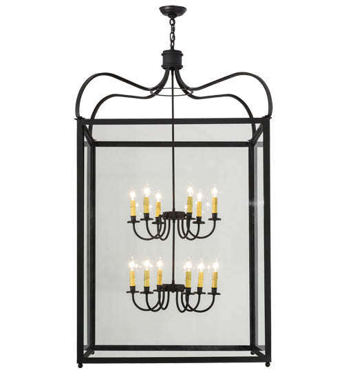 Meyda Lighting Rennes 45" 12-Light Charred Iron Pendant Light With Clear Shade Glass