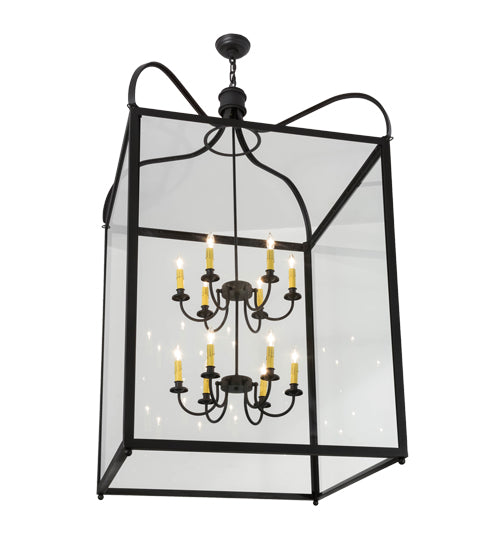 Meyda Lighting Rennes 45" 12-Light Charred Iron Pendant Light With Clear Shade Glass