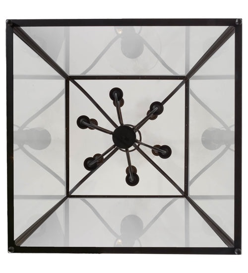 Meyda Lighting Rennes 45" 12-Light Charred Iron Pendant Light With Clear Shade Glass