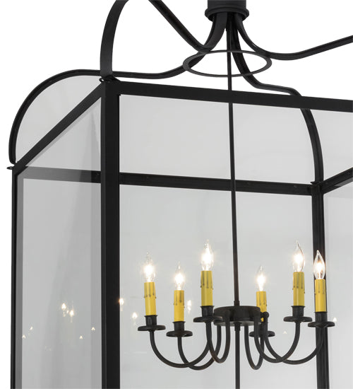 Meyda Lighting Rennes 45" 12-Light Charred Iron Pendant Light With Clear Shade Glass