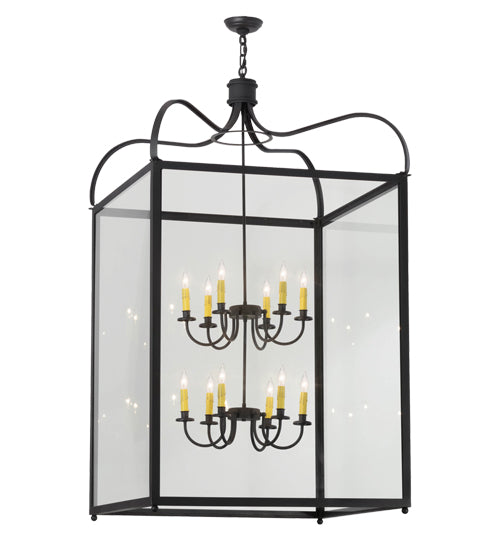 Meyda Lighting Rennes 45" 12-Light Charred Iron Pendant Light With Clear Shade Glass