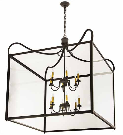 Meyda Lighting Rennes 61" 16-Light Wrought Iron Pendant Light With Clear Shade Glass