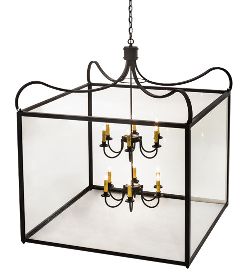 Meyda Lighting Rennes 61" 16-Light Wrought Iron Pendant Light With Clear Shade Glass