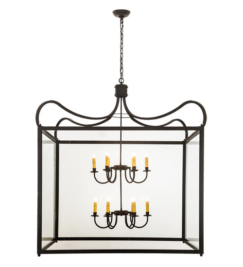 Meyda Lighting Rennes 61" 16-Light Wrought Iron Pendant Light With Clear Shade Glass