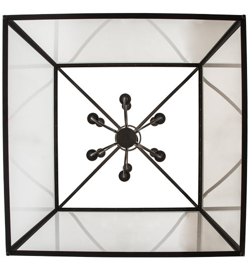 Meyda Lighting Rennes 61" 16-Light Wrought Iron Pendant Light With Clear Shade Glass
