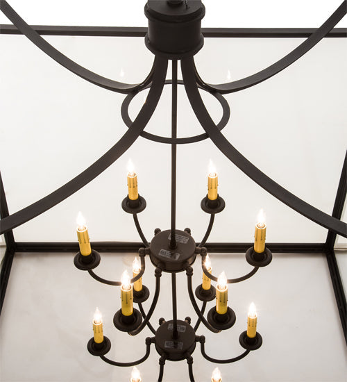 Meyda Lighting Rennes 61" 16-Light Wrought Iron Pendant Light With Clear Shade Glass