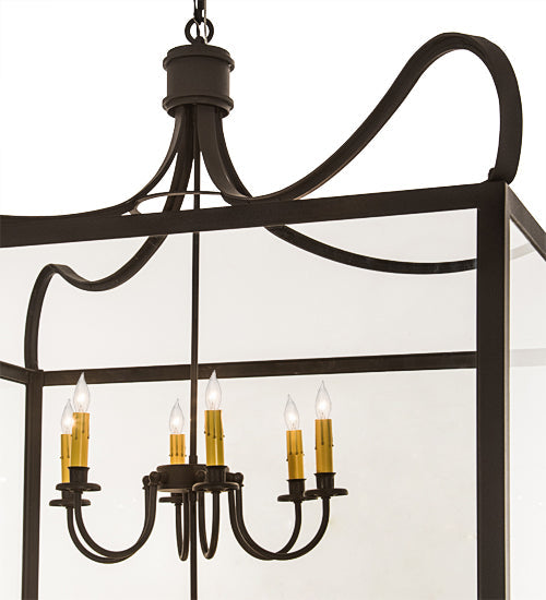 Meyda Lighting Rennes 61" 16-Light Wrought Iron Pendant Light With Clear Shade Glass