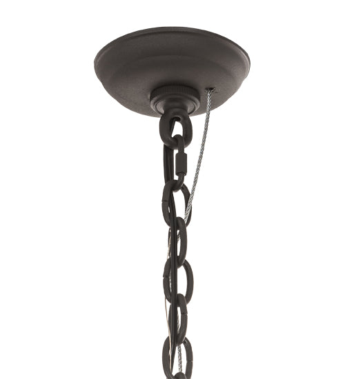 Meyda Lighting Rennes 61" 16-Light Wrought Iron Pendant Light With Clear Shade Glass