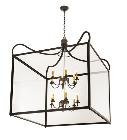 Meyda Lighting Rennes 61" 16-Light Wrought Iron Pendant Light With Clear Shade Glass