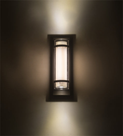 Meyda Lighting Renton 5" LED Oil Rubbed Bronze Wall Sconce With Crystal Idalight & Contrail Mist Idalight Shade