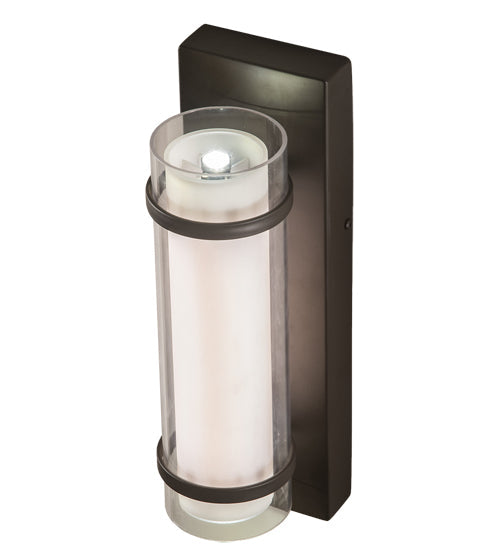 Meyda Lighting Renton 5" LED Oil Rubbed Bronze Wall Sconce With Crystal Idalight & Contrail Mist Idalight Shade