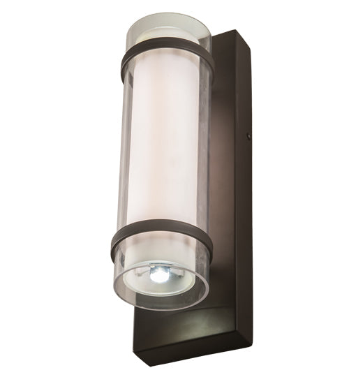 Meyda Lighting Renton 5" LED Oil Rubbed Bronze Wall Sconce With Crystal Idalight & Contrail Mist Idalight Shade