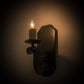 Meyda Lighting Renzo 116261 7" Antique Iron Gate Wall Sconce With Amber Faux Candlelight