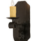 Meyda Lighting Renzo 116261 7" Antique Iron Gate Wall Sconce With Amber Faux Candlelight