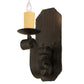Meyda Lighting Renzo 116261 7" Antique Iron Gate Wall Sconce With Amber Faux Candlelight