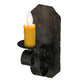 Meyda Lighting Renzo 155248 7" Antique Iron Gate Wall Sconce With Amber Faux Candlelight