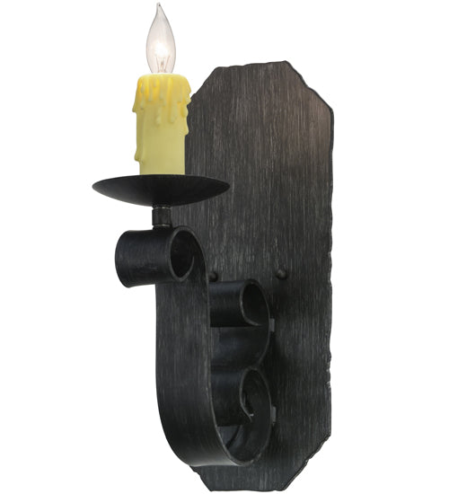 Meyda Lighting Renzo 7" Antique Iron Gate Wall Sconce With Ivory Faux Candlelight