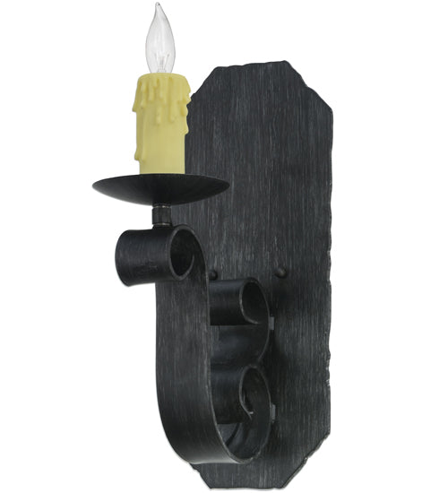 Meyda Lighting Renzo 7" Antique Iron Gate Wall Sconce With Ivory Faux Candlelight