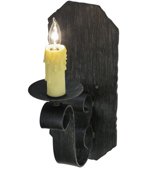 Meyda Lighting Renzo 7" Antique Iron Gate Wall Sconce With Ivory Faux Candlelight