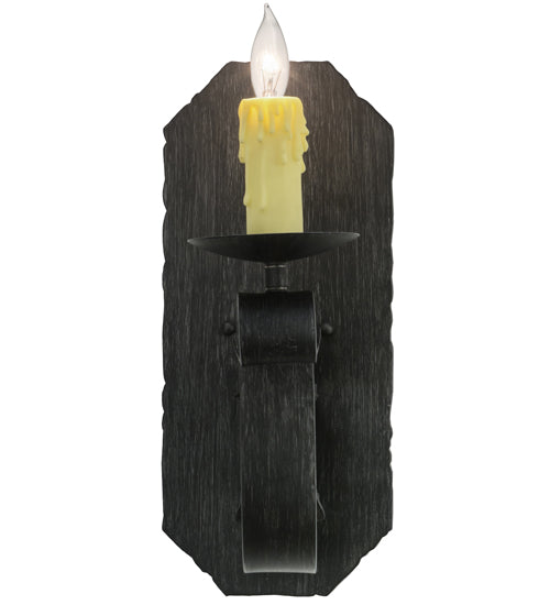 Meyda Lighting Renzo 7" Antique Iron Gate Wall Sconce With Ivory Faux Candlelight