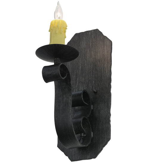 Meyda Lighting Renzo 7" Antique Iron Gate Wall Sconce With Ivory Faux Candlelight