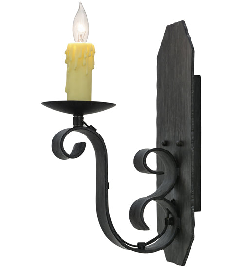 Meyda Lighting Renzo 7" Antique Iron Gate Wall Sconce With Ivory Faux Candlelight
