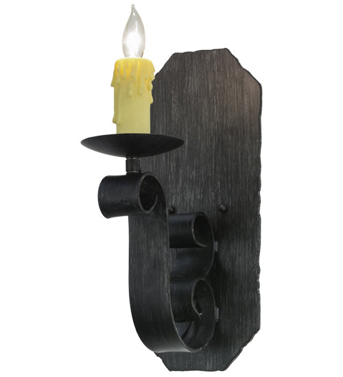 Meyda Lighting Renzo 7" Antique Iron Gate Wall Sconce With Ivory Faux Candlelight