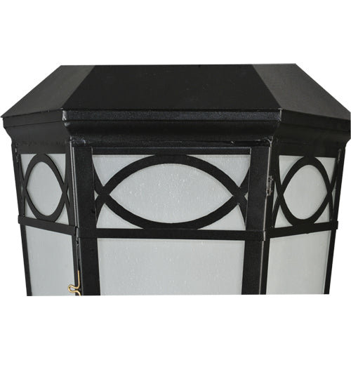 Meyda Lighting Restored 16" Black Taft Lantern Post Light With Frosted Seeded Shade Glass