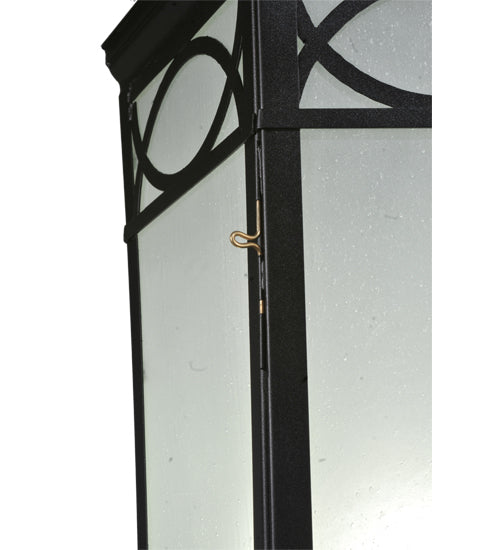 Meyda Lighting Restored 16" Black Taft Lantern Post Light With Frosted Seeded Shade Glass