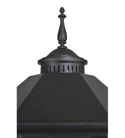 Meyda Lighting Restored 16" Black Taft Lantern Post Light With Frosted Seeded Shade Glass