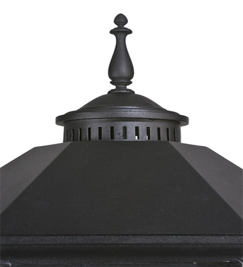 Meyda Lighting Restored 16" Black Taft Outdoor Lantern Post Mount Light With Clear Seeded Shade Glass