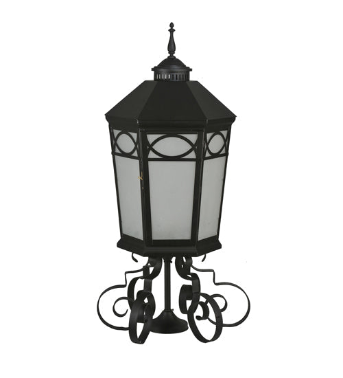 Meyda Lighting Restored 16" Black Taft Outdoor Lantern Post Mount Light With Clear Seeded Shade Glass