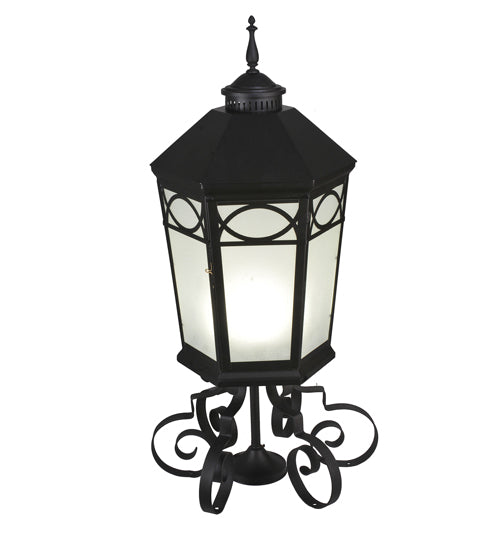Meyda Lighting Restored 16" Black Taft Outdoor Lantern Post Mount Light With Clear Seeded Shade Glass