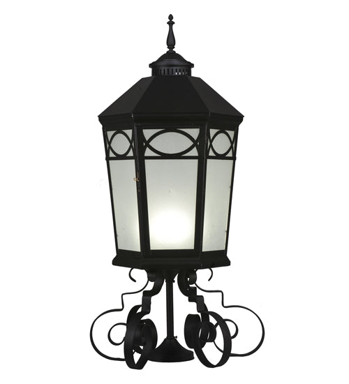 Meyda Lighting Restored 16" Black Taft Outdoor Lantern Post Mount Light With Clear Seeded Shade Glass