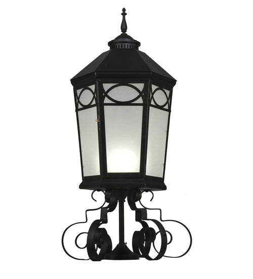 Meyda Lighting Restored 16" Black Taft Outdoor Lantern Post Mount Light With Clear Seeded Shade Glass