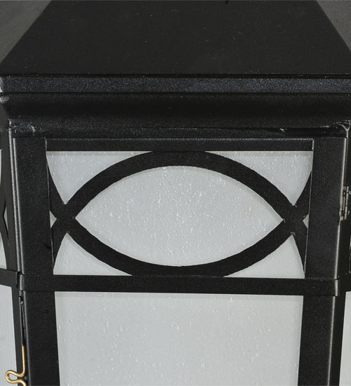 Meyda Lighting Restored 16" Black Taft Outdoor Lantern Post Mount Light With Clear Seeded Shade Glass