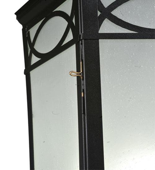 Meyda Lighting Restored 16" Black Taft Outdoor Lantern Post Mount Light With Clear Seeded Shade Glass