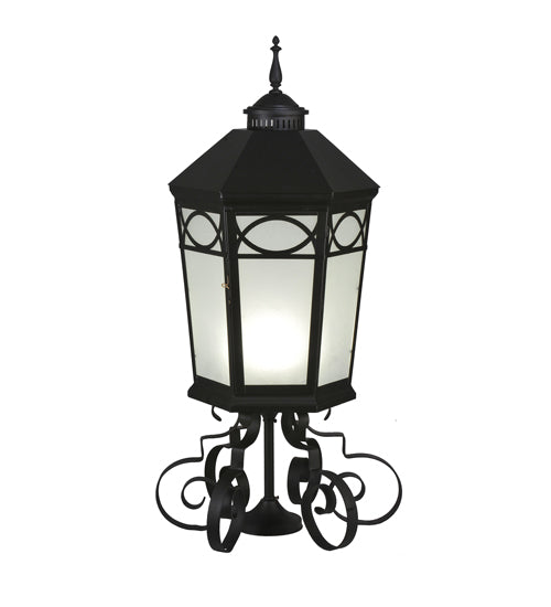 Meyda Lighting Restored 16" Black Taft Outdoor Lantern Post Mount Light With Clear Seeded Shade Glass