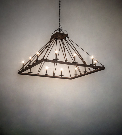 Meyda Lighting Retreat 85" 12-Light Distressed Chestnut Chandelier