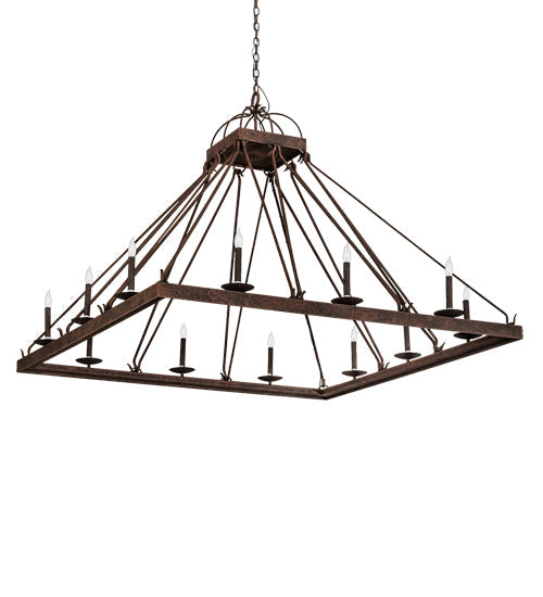 Meyda Lighting Retreat 85" 12-Light Distressed Chestnut Chandelier