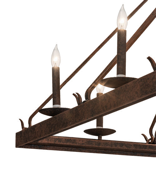 Meyda Lighting Retreat 85" 12-Light Distressed Chestnut Chandelier